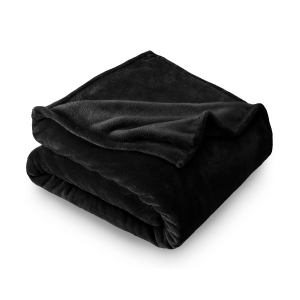 Black Microfiber Plush Blanket