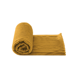 Mustard Microfiber Plush Striped Blanket