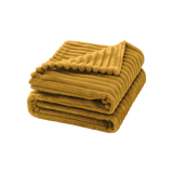Mustard Microfiber Plush Striped Blanket
